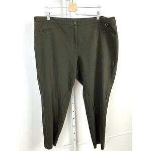 TALBOTS 24W Plus Dalton Pants Stretch Knit Slim Skinny Riding Knee Seams Green
